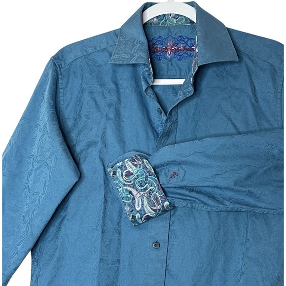 Robert Graham Other - Robert Graham Classic Embroidered Abstract Shirt Small Long Sleeve Blue Designer